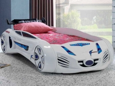 Дитяче ліжко машина MUSVENUS Future Car (Tesla) white з підсвічуванням, музикою, пультом, спойлером