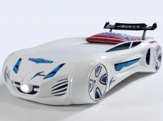 Дитяче ліжко машина MUSVENUS Future Car (Tesla) white з підсвічуванням, музикою, пультом, спойлером