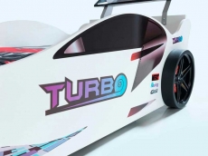 Дитяче ліжко машина MUSVENUS Суперкар Turbo white з підсвічуванням, музикою, пультом