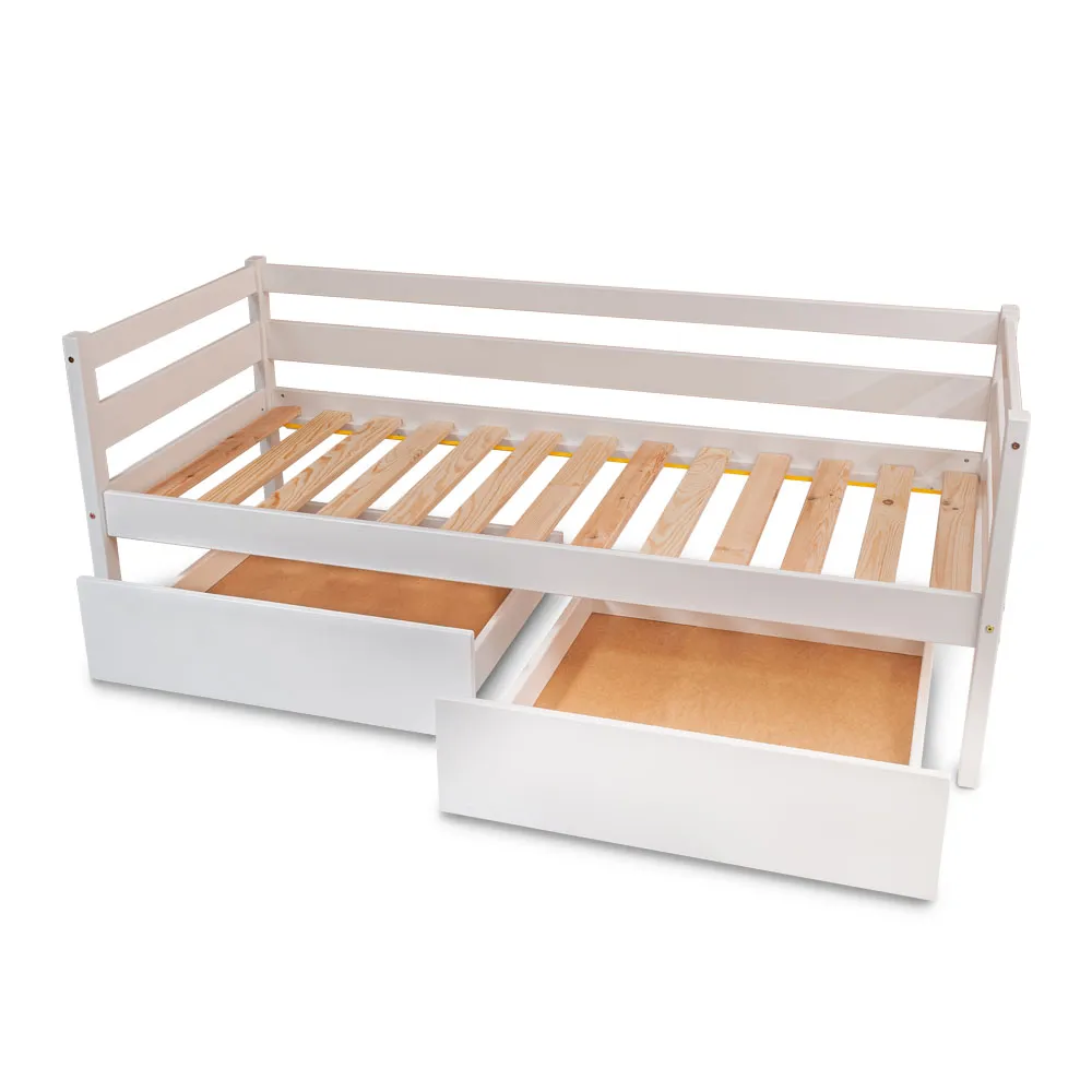 Підліткове ліжко біле babyson 1 з ящиком 80x190см