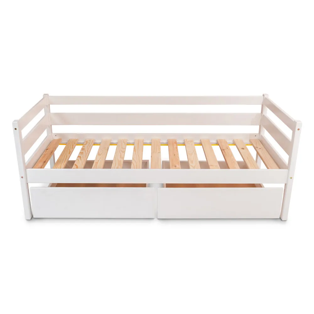 Підліткове ліжко біле babyson 1 з ящиком 80x190см