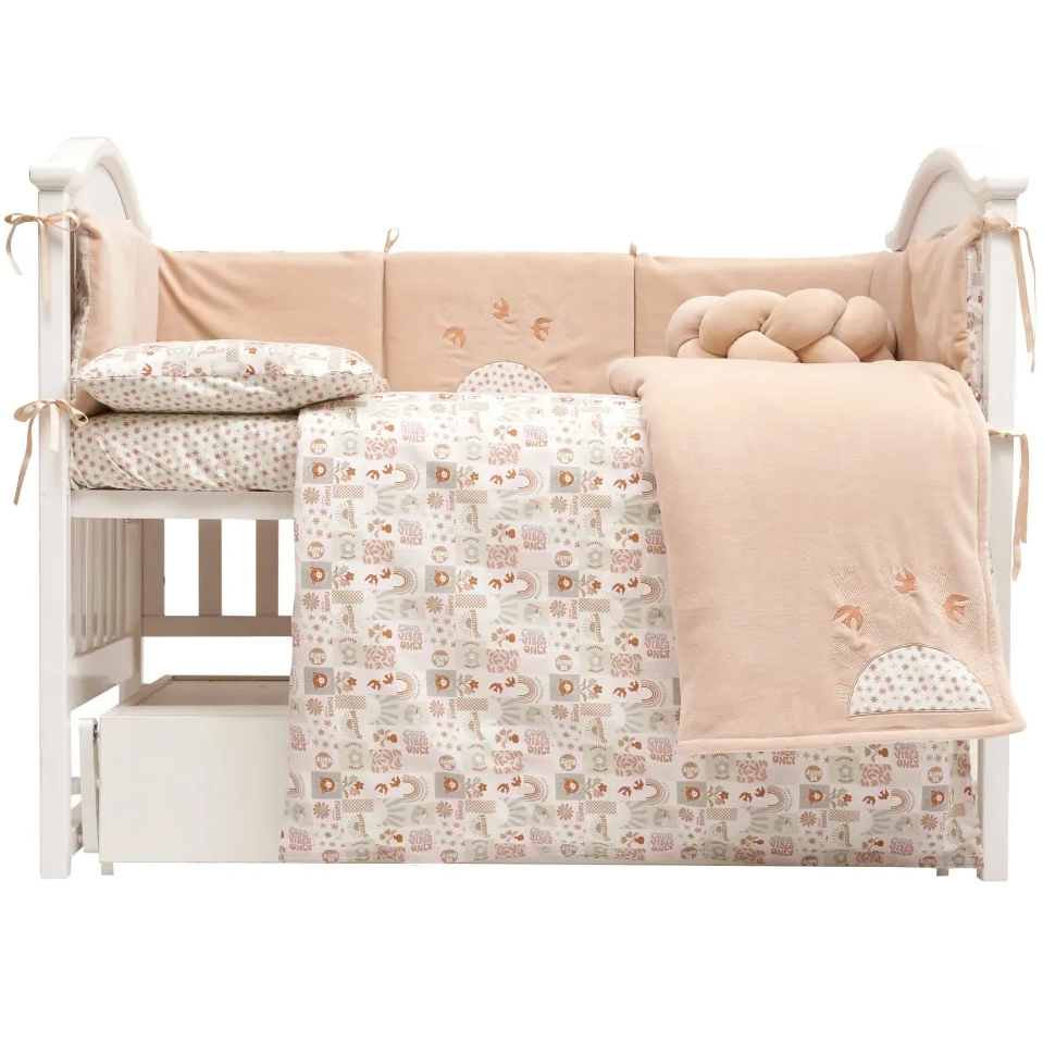 Постельный комплект 8 эл. Twins BE HAPPY с пледом 4078-TBH-02, beige