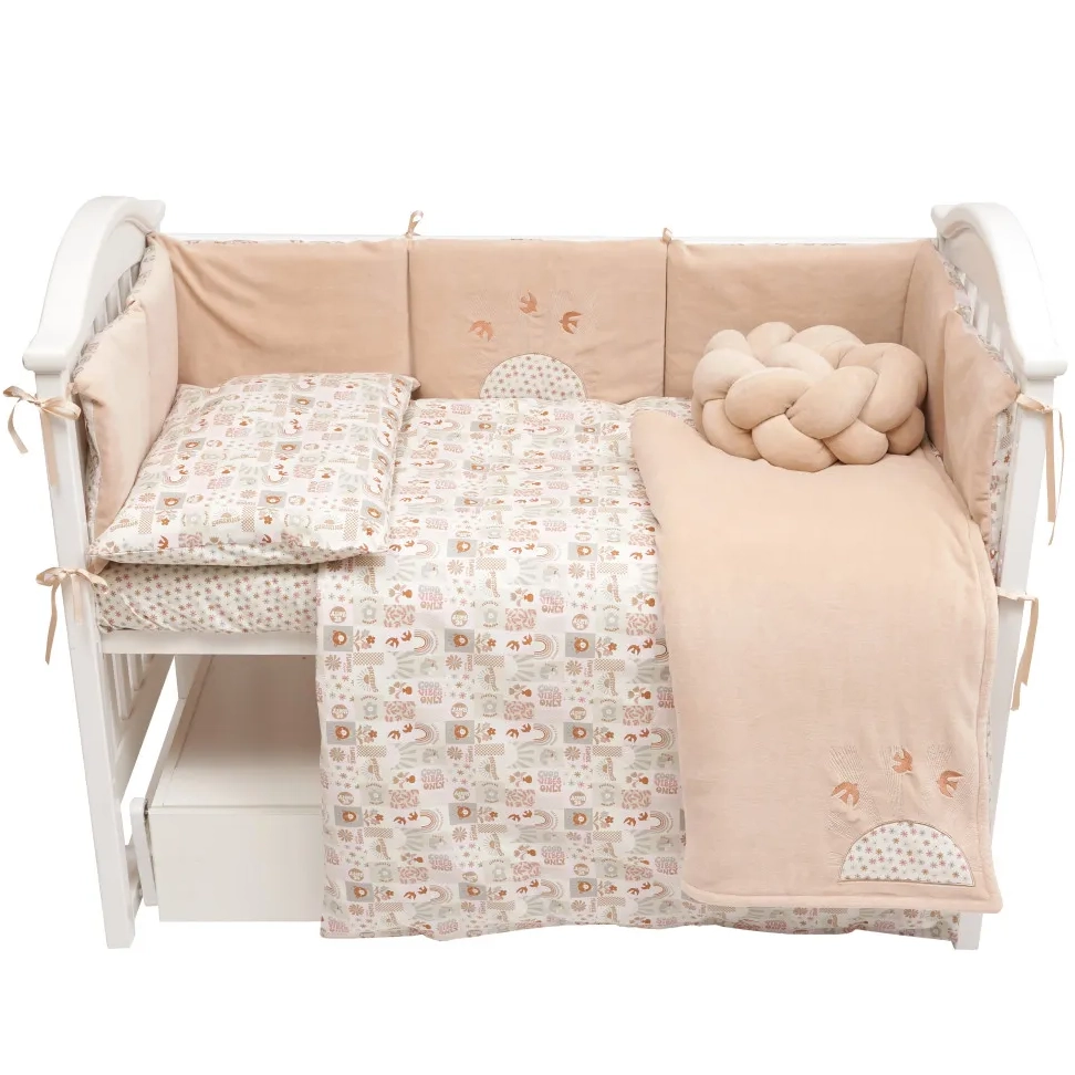 Постельный комплект 8 эл. Twins BE HAPPY с пледом 4078-TBH-02, beige