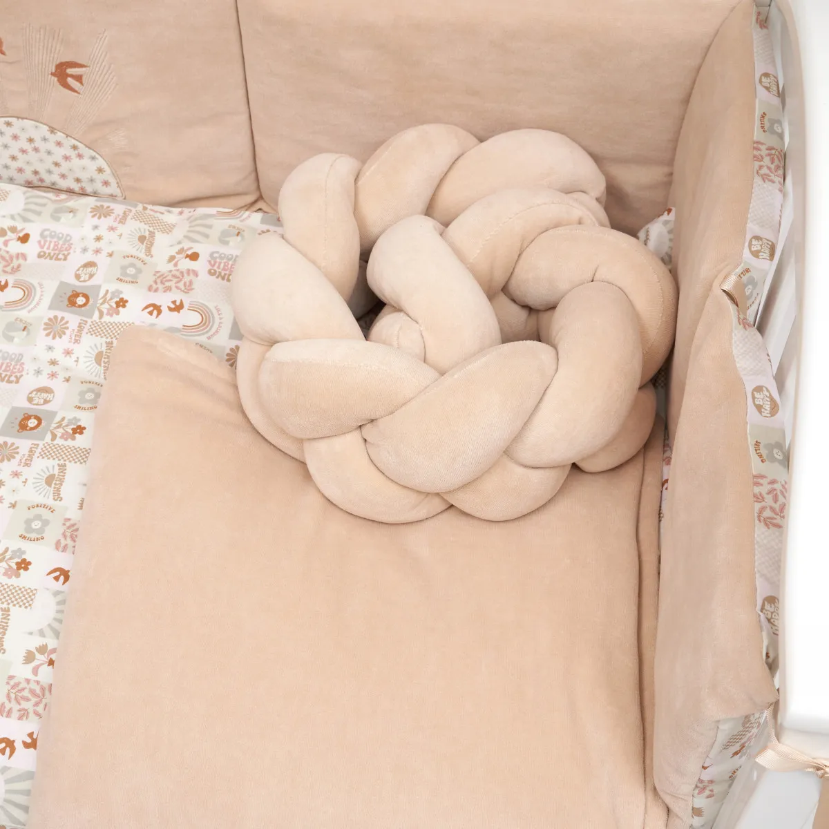 Постельный комплект 8 эл. Twins BE HAPPY с пледом 4078-TBH-02, beige
