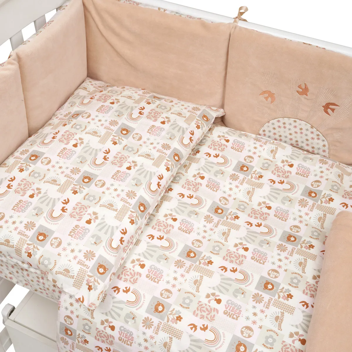 Постельный комплект 8 эл. Twins BE HAPPY с пледом 4078-TBH-02, beige