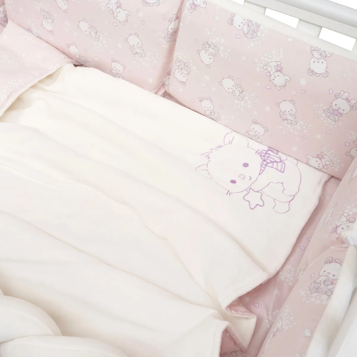 Постільний комплект 8 ел Twins BE HAPPY з пледом 4078-TBH-08, baby pink
