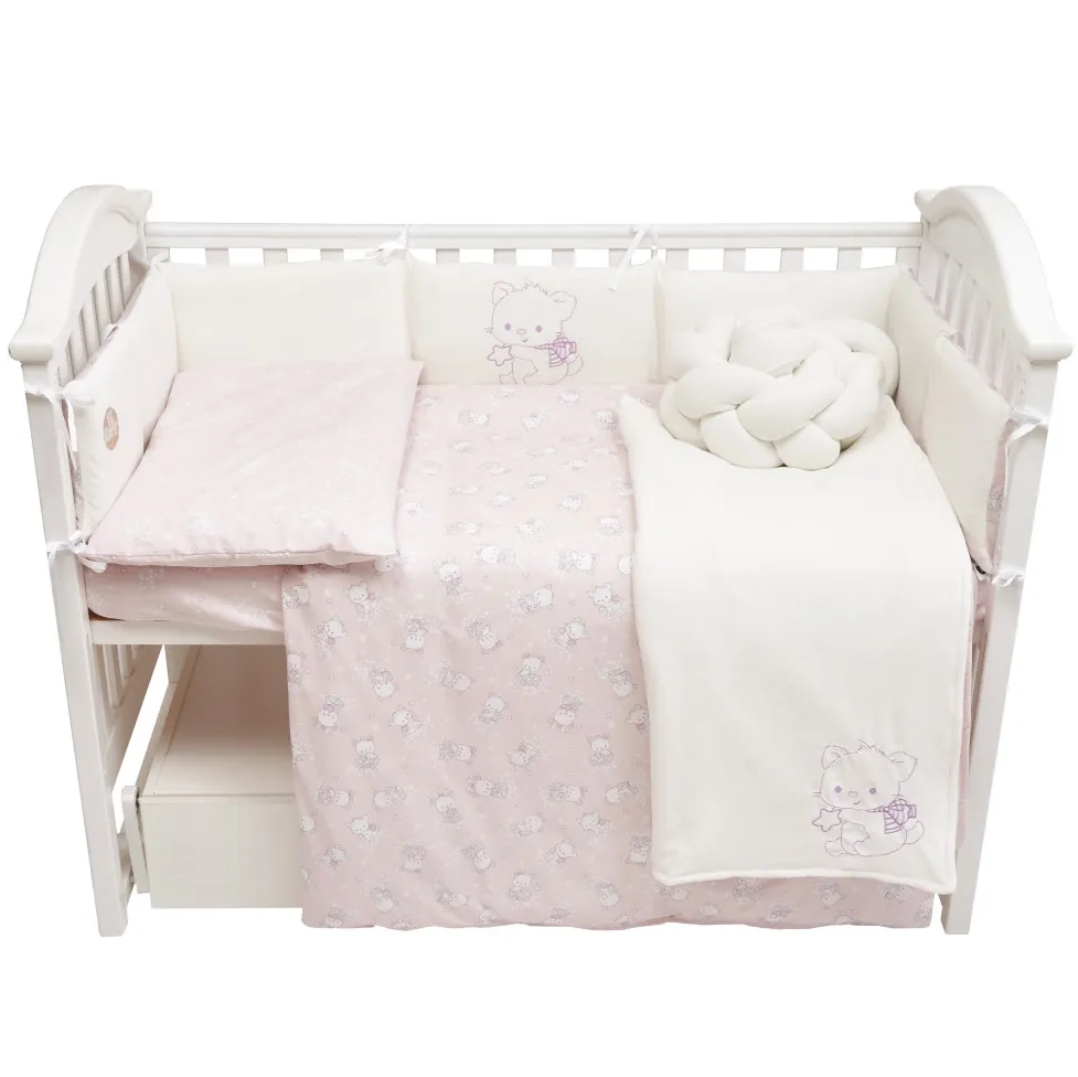 Постільний комплект 8 ел Twins BE HAPPY з пледом 4078-TBH-08, baby pink