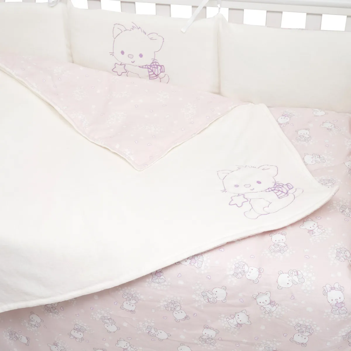 Постільний комплект 8 ел Twins BE HAPPY з пледом 4078-TBH-08, baby pink