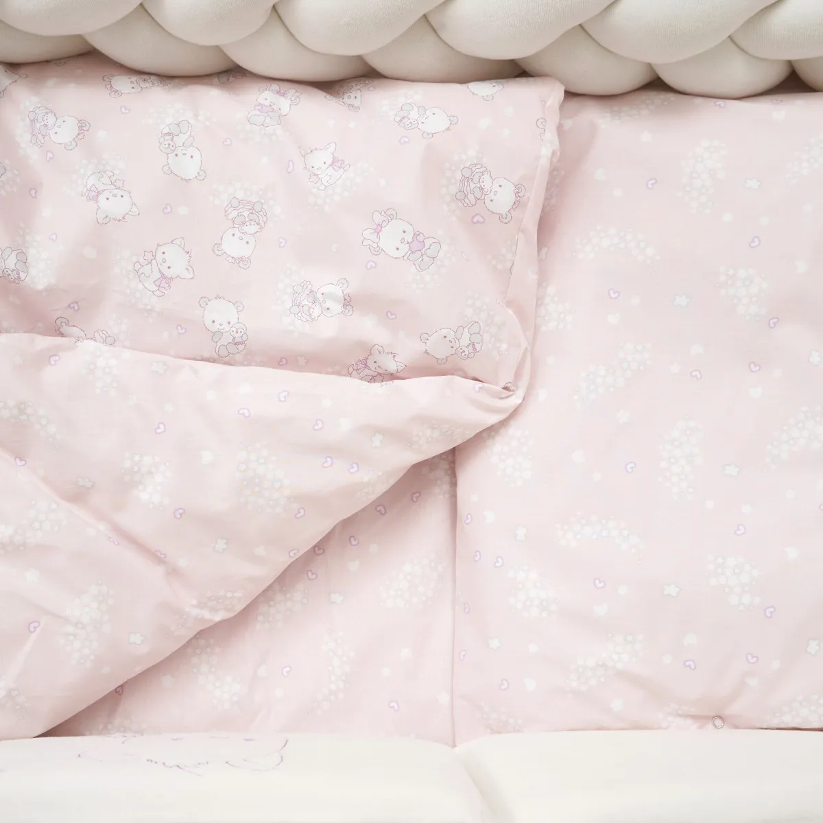 Постільний комплект 8 ел Twins BE HAPPY з пледом 4078-TBH-08, baby pink