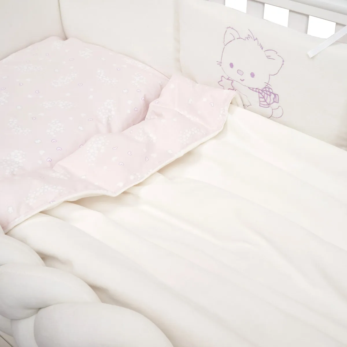 Постільний комплект 8 ел Twins BE HAPPY з пледом 4078-TBH-08, baby pink