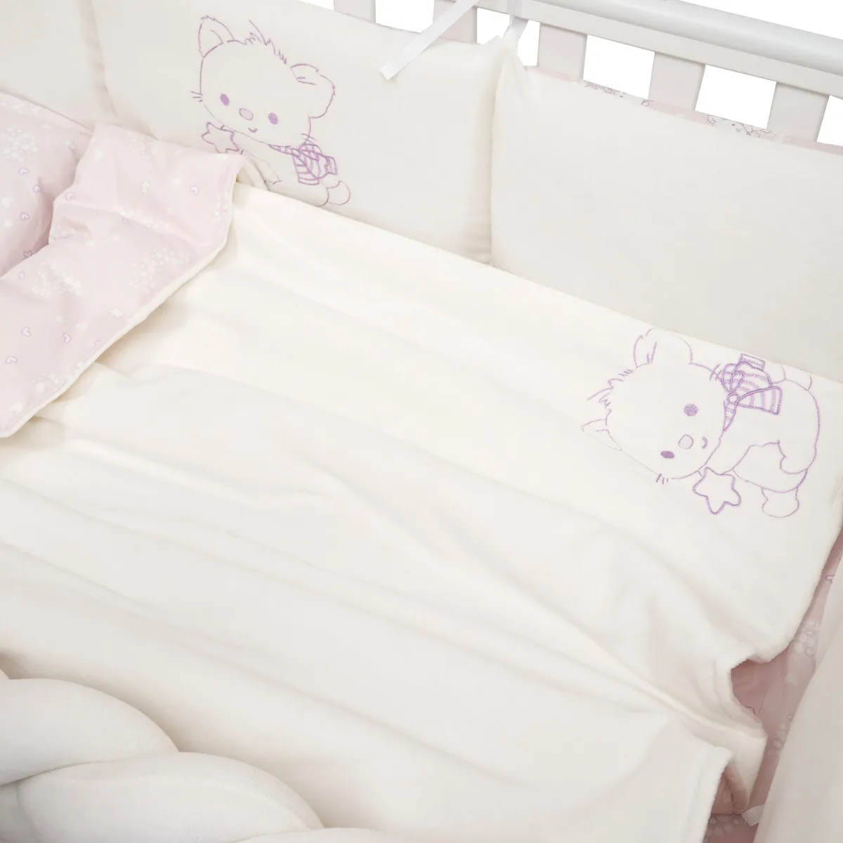 Постільний комплект 8 ел Twins BE HAPPY з пледом 4078-TBH-08, baby pink