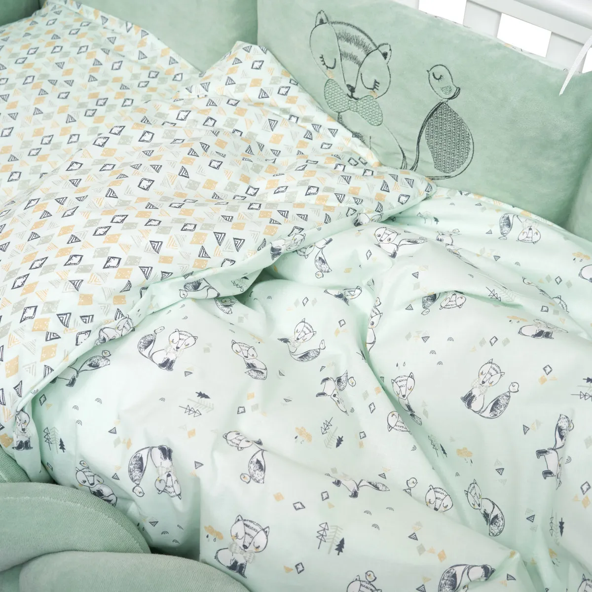 Постільний комплект 8 ел Twins BE HAPPY з пледом 4078-TBH-14, mint