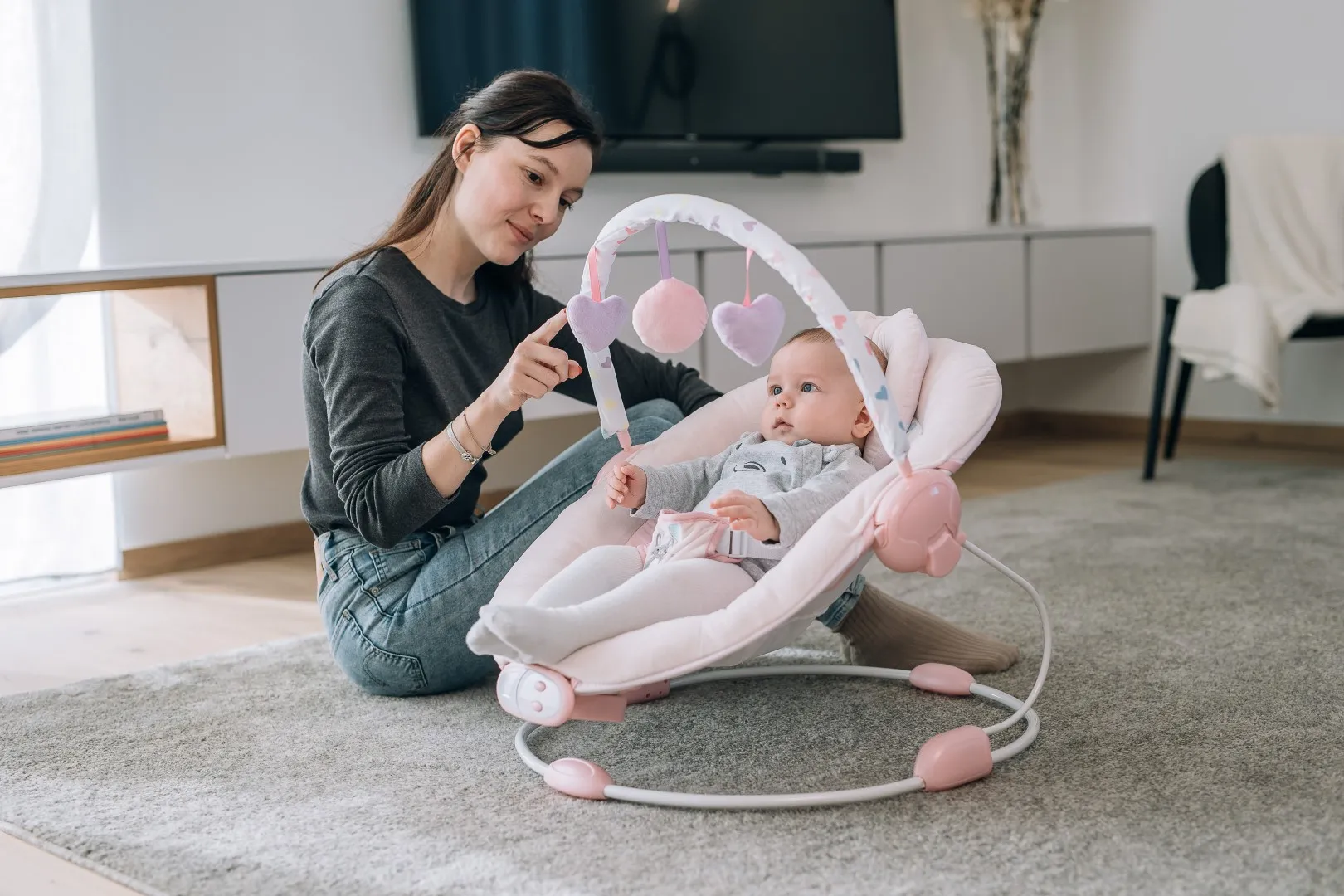 Шезлонг FreeON Rest`n`Play Pink