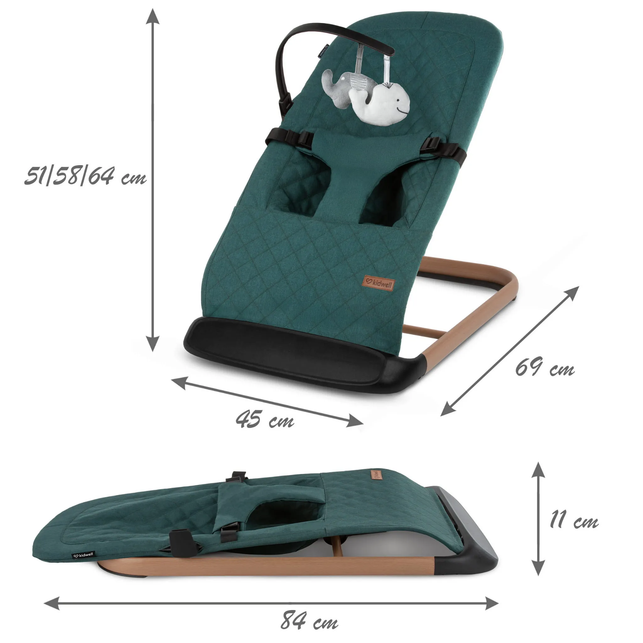 Шезлонг Kidwell Laro Green/Wooden