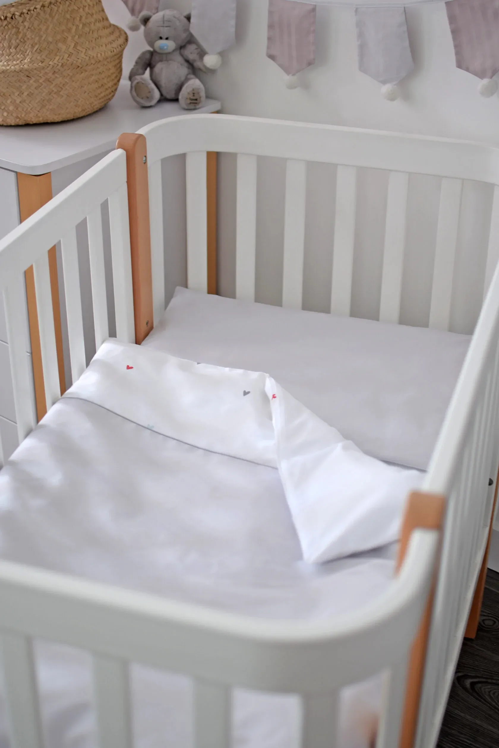 Змінна постіль Baby Veres Біло-сіра з сердечками (3од.)