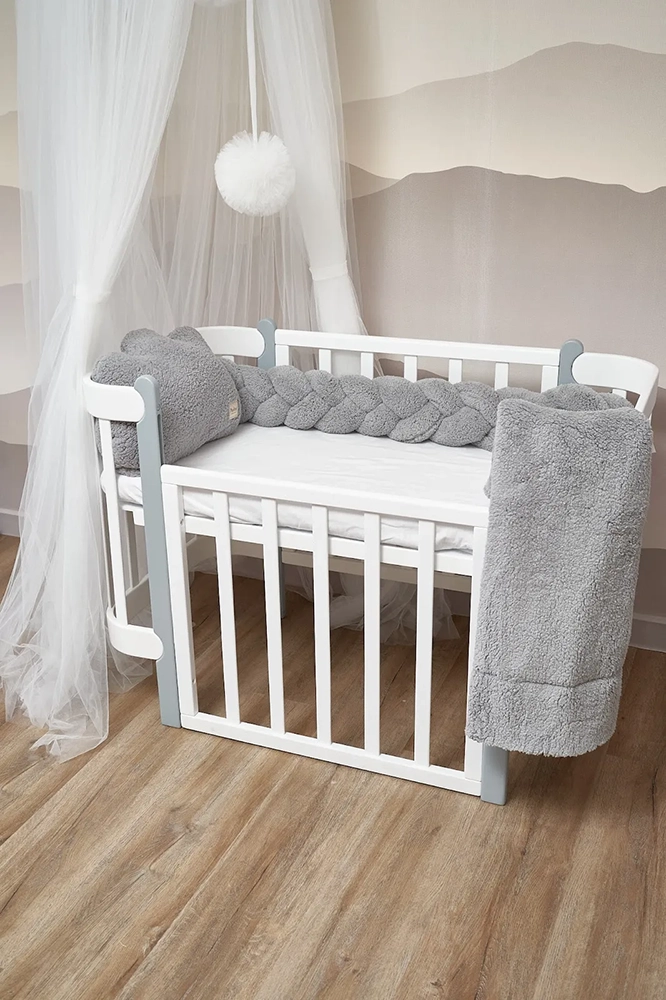 Бампер - косичка Twins 3-х прядна 120 см Teddy 2020-K3T120-10, grey