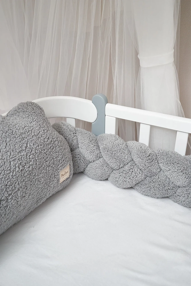 Бампер - косичка Twins 3-х прянная 120 см Teddy 2020-K3T120-10, grey