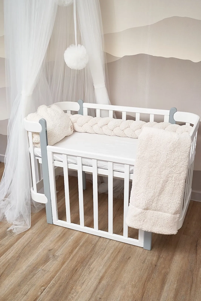Бампер - косичка Twins 3-х прядна 120 см Teddy 2020-K3T120-205, Creme brulee
