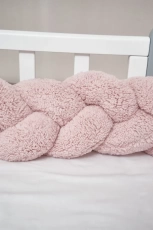 Бампер - косичка Twins 3-х прядна 120 см Teddy 2020-K3T120-24, powder pink