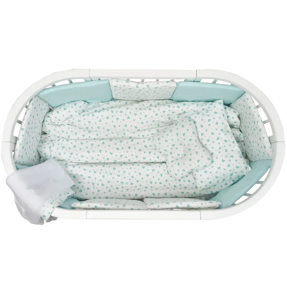 Постельный комплект 8 эл. Twins Dolce Limited 4060-DL-402, Сердца мятные