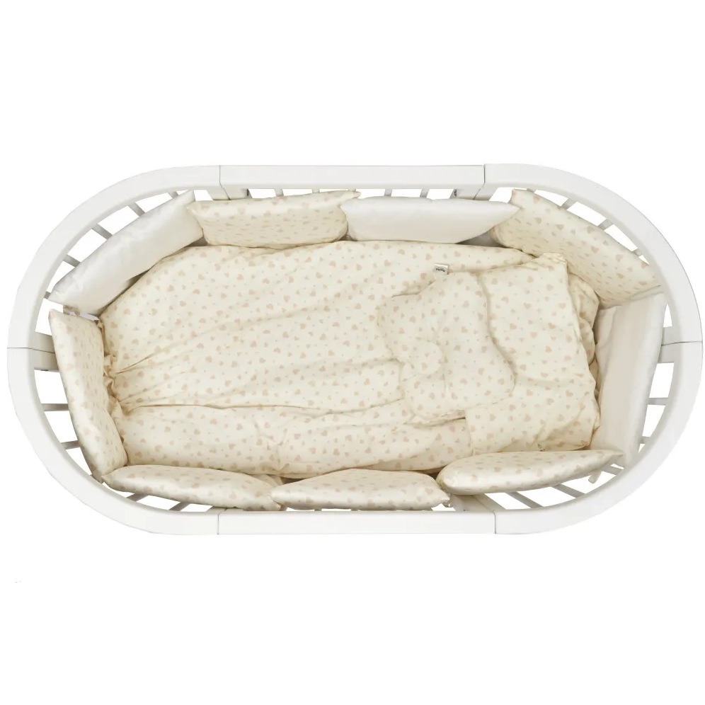 Постельный комплект 8 эл. Twins Dolce Limited 4060-DL-403, Сердечки бежевые