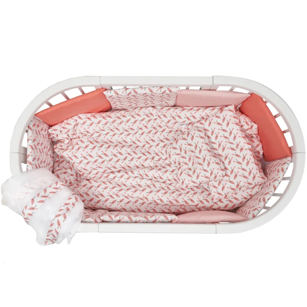 Постельный комплект 8 эл. Twins Dolce Limited 4060-DL-405, Птички коралл