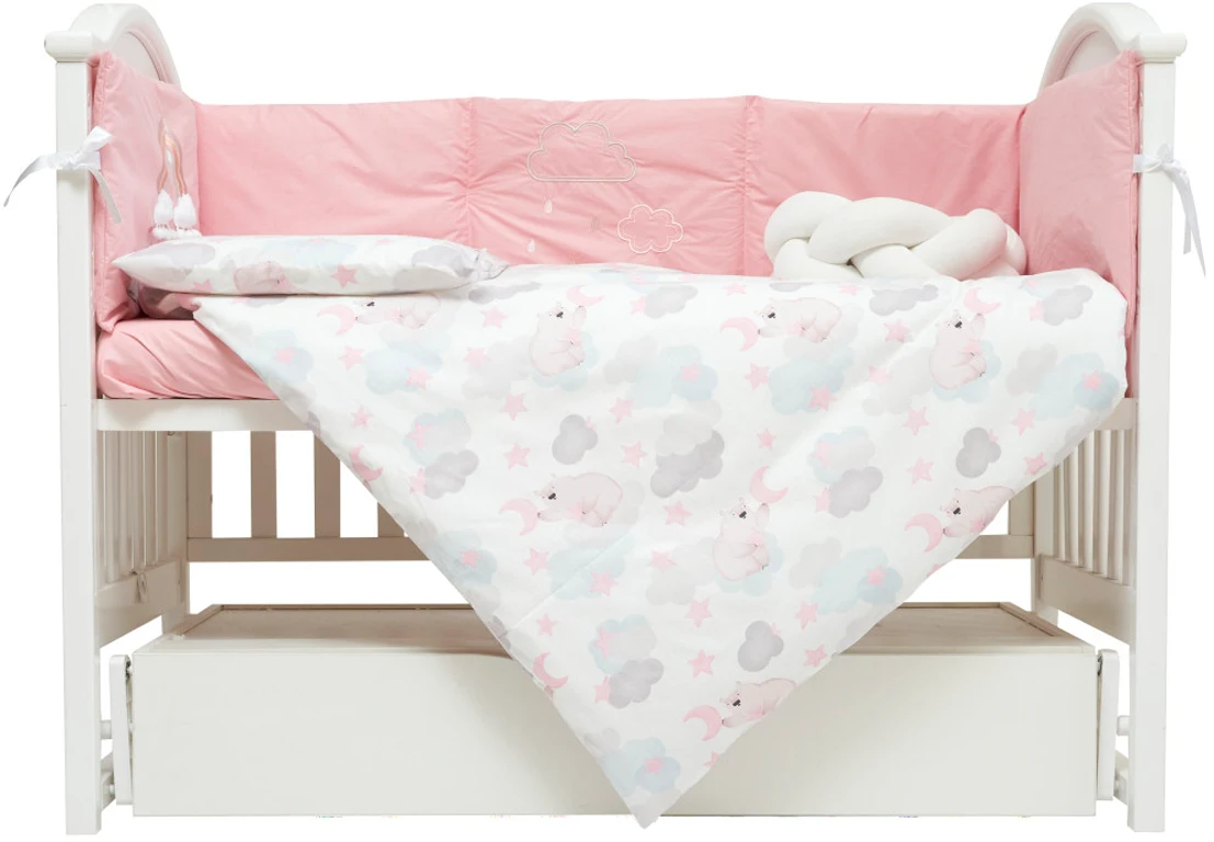 Постільний комплект 7 ел Twins Fluffy Puffy 4076-TFP-08B, bear pink