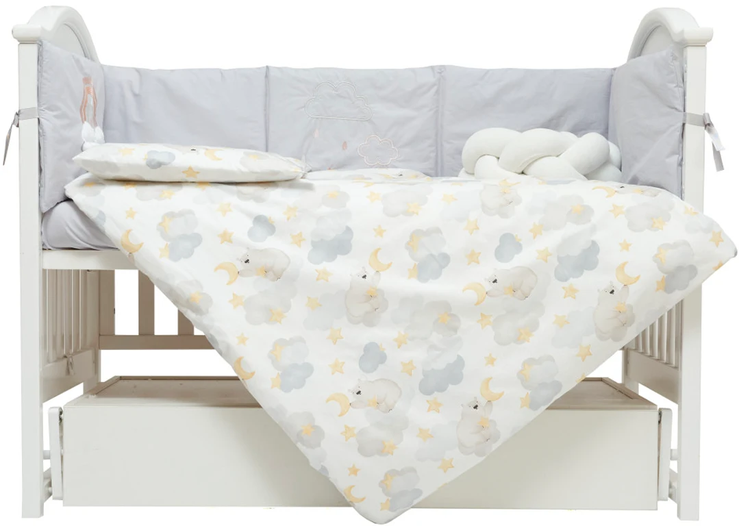 Постільний комплект 7 ел Twins Fluffy Puffy 4076-TFP-10B, bear grey