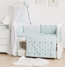 Постільний комплект 8 ел Twins Premium Glamour 4029-TG-14R, Кролики mint