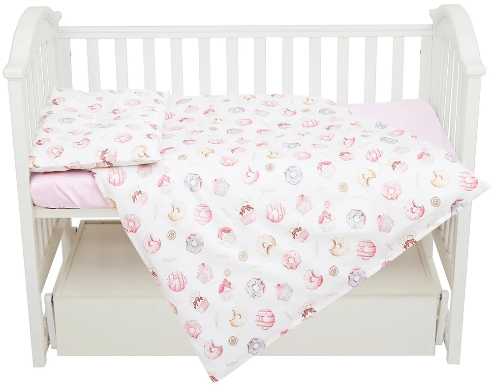 Змінна постіль 4 ел Twins Satin Limited 3026-TSL-33, Donat & Cake, рожевий