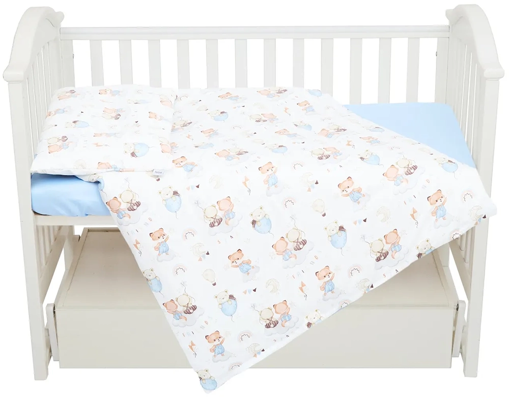 Змінна постіль 4 ел Twins Satin Limited 3026-TSL-36, Bear & Fox, блакитний