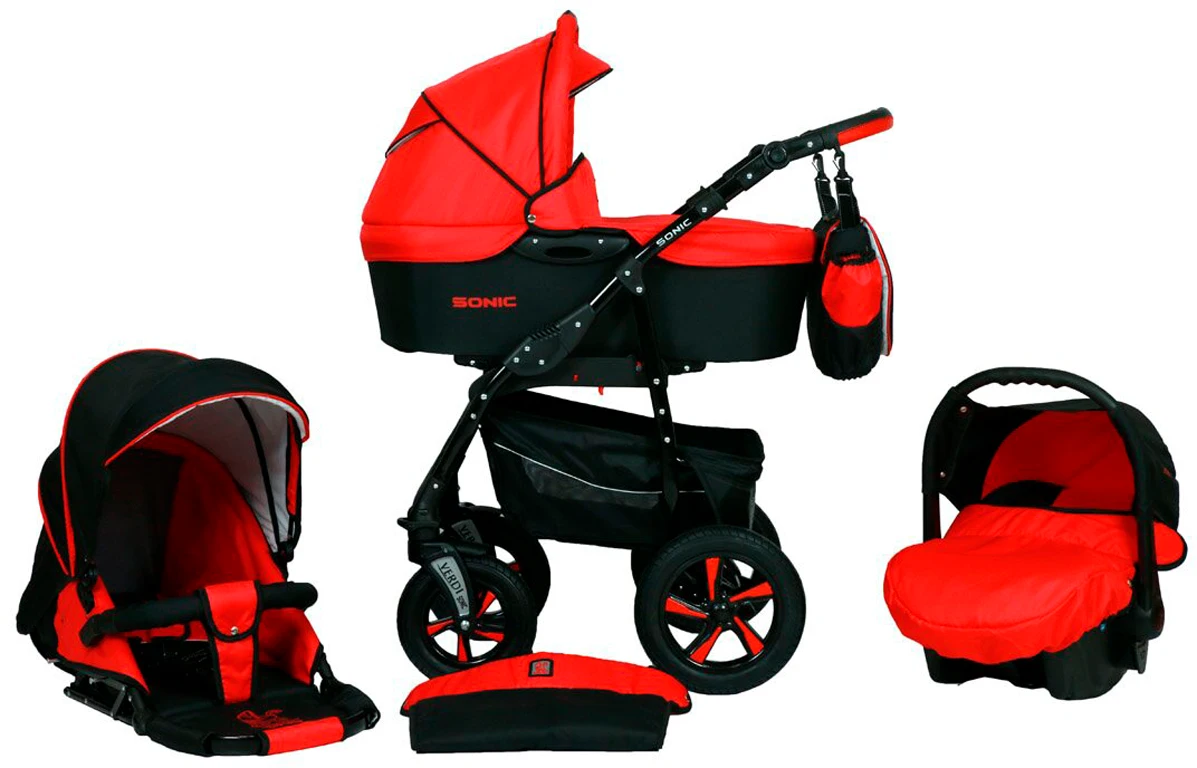 Дитяча коляска 3 в 1 Verdi Sonic 9023-VS-01, 01, червоний