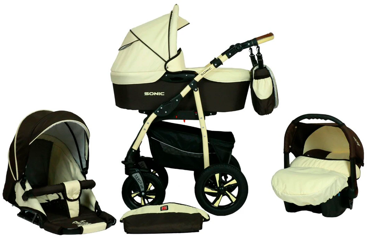 Дитяча коляска 3 в 1 Verdi Sonic 9023-VS-03, 03, beige / brown