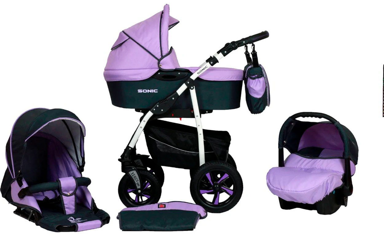 Дитяча коляска 3 в 1 Verdi Sonic 9023-VS-06, 06, фіолетовий
