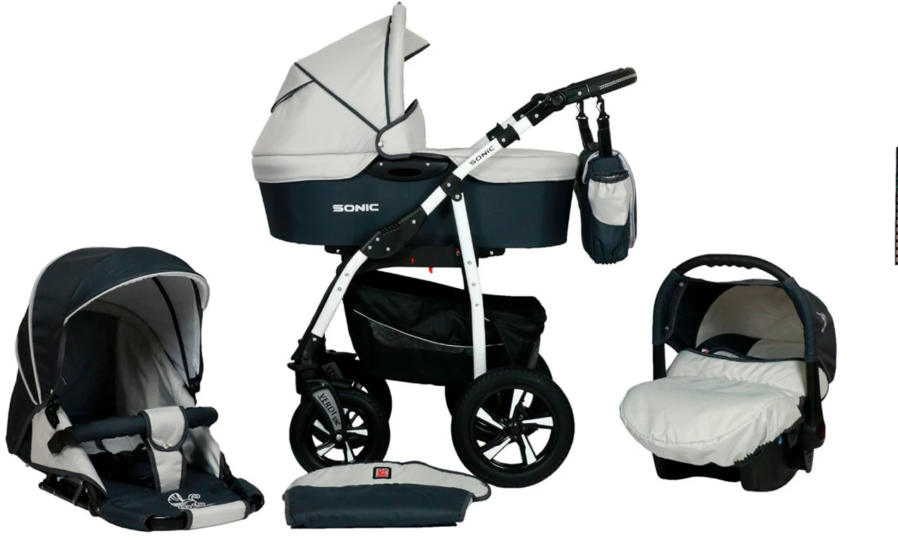 Дитяча коляска 3 в 1 Verdi Sonic 9023-VS-07, 07, сірий