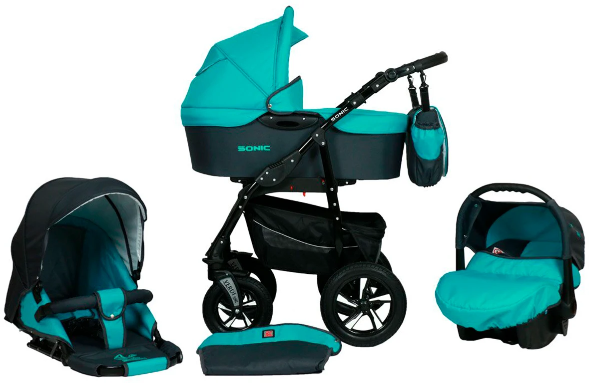 Дитяча коляска 3 в 1 Verdi Sonic 9023-VS-49, 49, бірюза