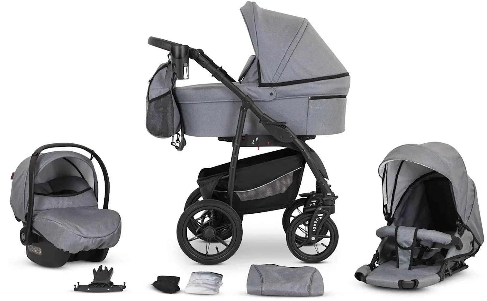 Коляска 3 в 1 Verdi Sonic Comfort 9023-VC-01, gray fabric