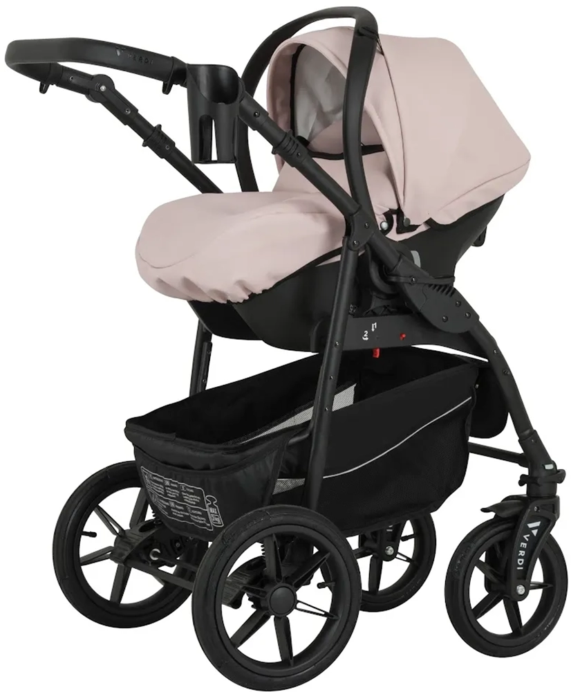 Коляска 3 в 1 Verdi Sonic Comfort 9023-VC-08, powder pink/black skin