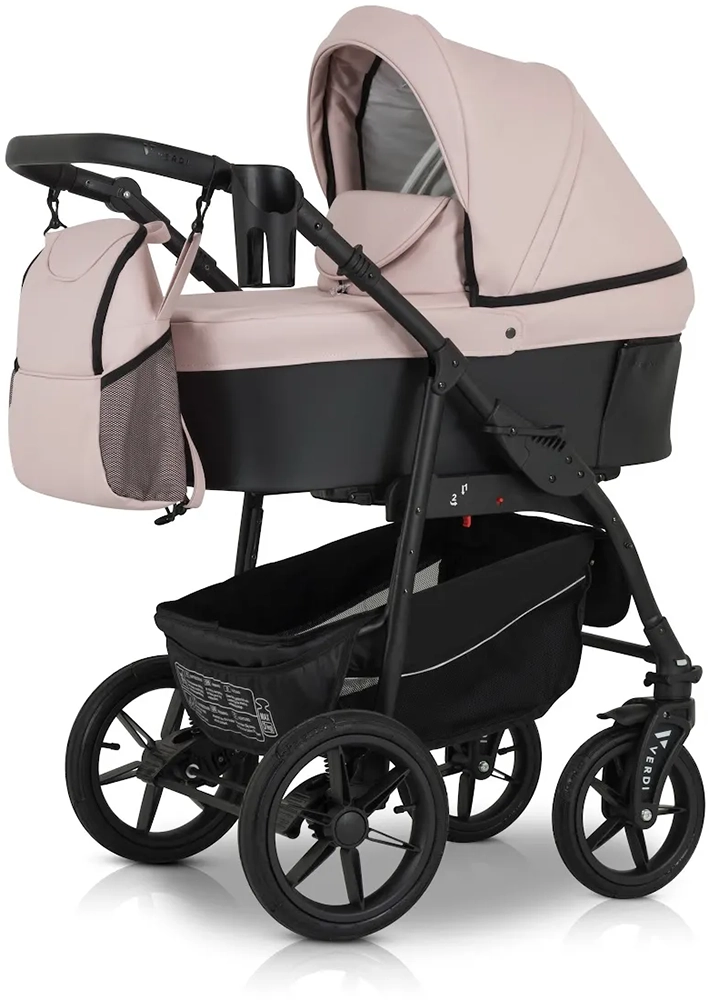 Коляска 3 в 1 Verdi Sonic Comfort 9023-VC-08, powder pink/black skin