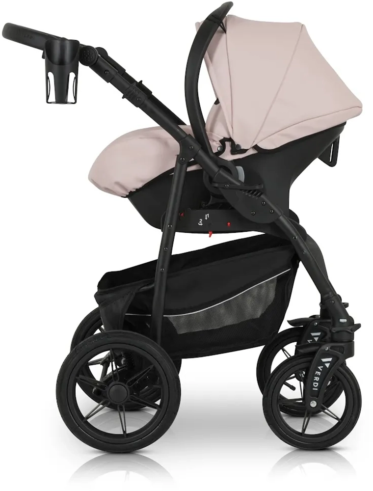 Коляска 3 в 1 Verdi Sonic Comfort 9023-VC-08, powder pink/black skin