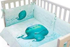 Дитячий постільний комплект Veres Menthol whale 6 одиниць